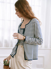 Dakota Round Neck Striped Knitted Jacket