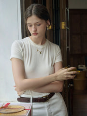 Averie Classic Crew Neck Solid Color T-shirt