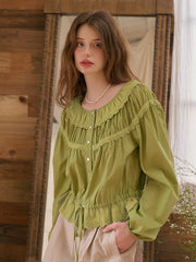 Mallory Round Neck Lace Blouse