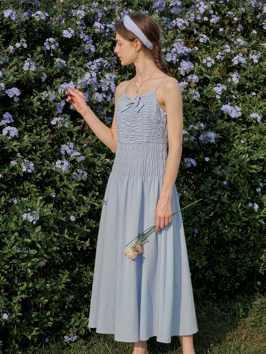 Kaylani Square Neck Bow Suspender Dress