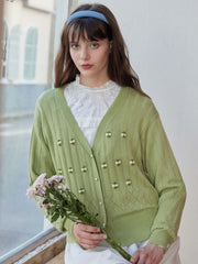 Millie Pom Pom Detail Button Front Cardigan