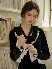 Zinnia Ruffled Collar Contrasting Top