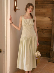 Jemma Square Neck Patchwork Dress - Green