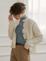 Raina Cable White Irish Knit Cardigan