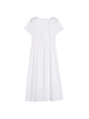 May Square Neck Embroidery 100% Cotton Dress