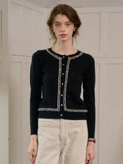 Cara Simple Contrasting Black Cardigan