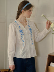 Lilia V-Neck 100% Cotton Blouse