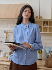 Sylvie Slanted Placket Stripe Shirt