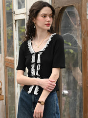 Serbrina V-Neck Lace Cardigan
