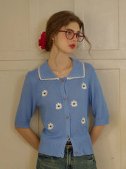 Cora Round Neck Embroidery Cardigan