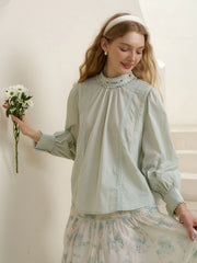 Aylin Mock Neck Embroidered Shirt