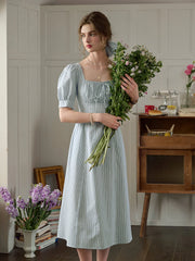 Remi Square Neck Stripe Cotton Dress