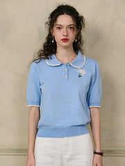 Margot Peter Pan Collar Embroidery Top