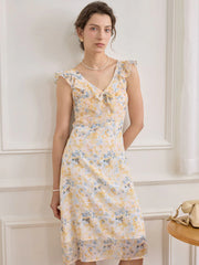 Ellis Floral Print Ruffle Trim Dress