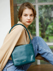Leather Jane Handbag-Atrovirens