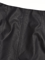 Aisha Slit Mid-Length PU Leather Skirt