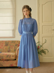 Averie Lace Panel Blue Dress