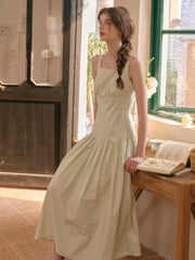 Jemma Square Neck Patchwork Dress - Green