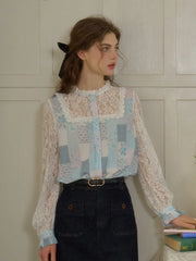 Vivienne Lace Collar Patchwork Blouse