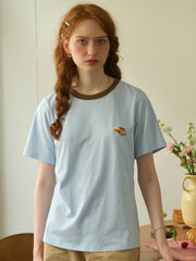 Daphne Round Neck Embroidery 100% Cotton T-shirt