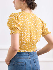 Reina V Neck Puff Sleeve Floral Top