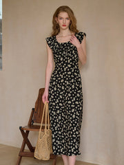 Ingrid Round Neck Ruffle Sleeve Dress