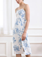 Rhea Elegant Suspender Split Dress