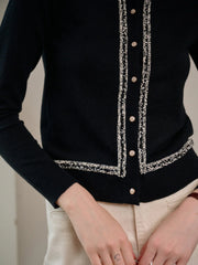 Cara Simple Contrasting Black Cardigan