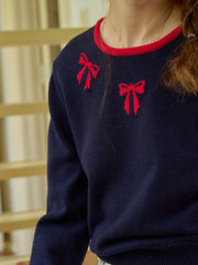 Hilary Round Neck Bowknot Pullover Sweater