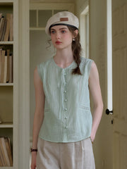 Arabella Round Neck Lyocell Sleeveless Blouse