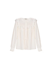 Danna Round Neck Lace Trim Blouse
