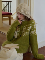 Cleo Round Neck Jacquard Cardigan