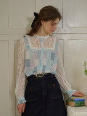 Vivienne Lace Collar Patchwork Blouse