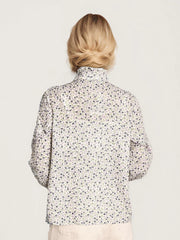 Celia Stand-Up Collar Printing Collision Long-Sleeved Shirt