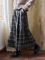 Pearl Ruffle Plaid Skirt