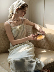 Laura Lace Square Neck Bow Sling Dress