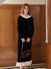 Milan Round Neck Beading Velvet Dress