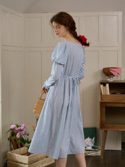 Genesis Square Collar Bow Light Blue Dress