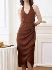 Lilianna Elegant Halter Neck V-Neck Dress
