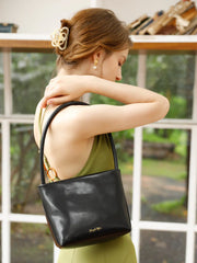 Leather Jane Handbag-Black