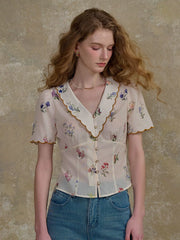 Raven V-Neck Floral 100% Cotton Blouse