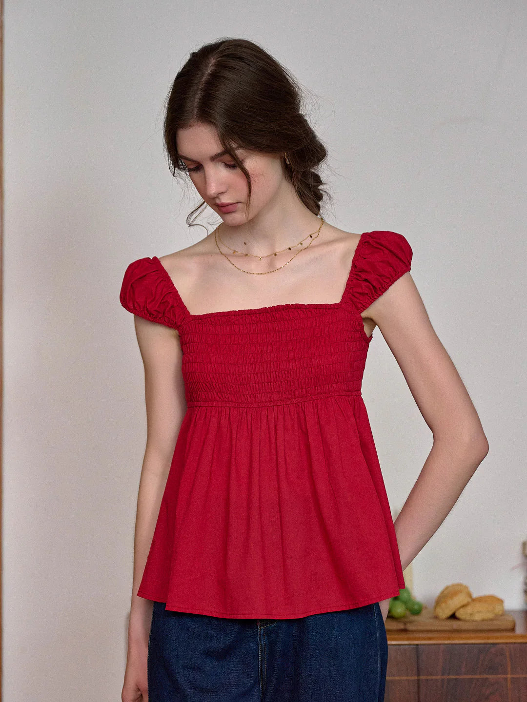 Riley Square Neck 100% Cotton Blouse