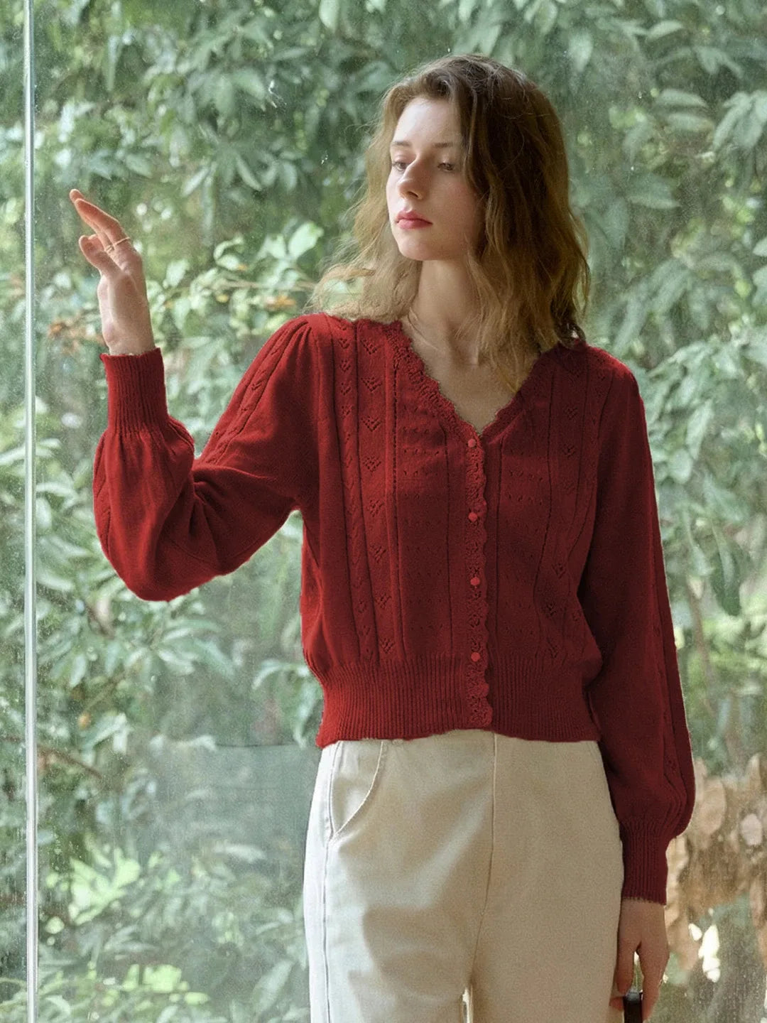 Livia V-Neck Hollow Cardigan