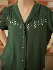 Convallaria Floral Embroidered Puff Top