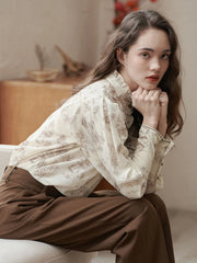 Candance Apricot Stand Collar Blouse