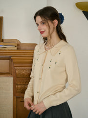 Skyla Round Neck Embroidery Cardigan