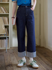 Aspen Straight-leg Cuffed Cotton Jeans