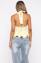 Talking Crazy Halter Top Lemon