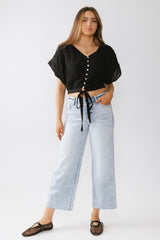 Alma Smocked Blouse in Black