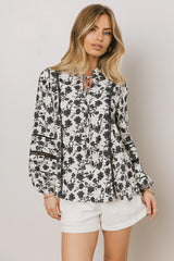 Imann Floral Blouse in Navy